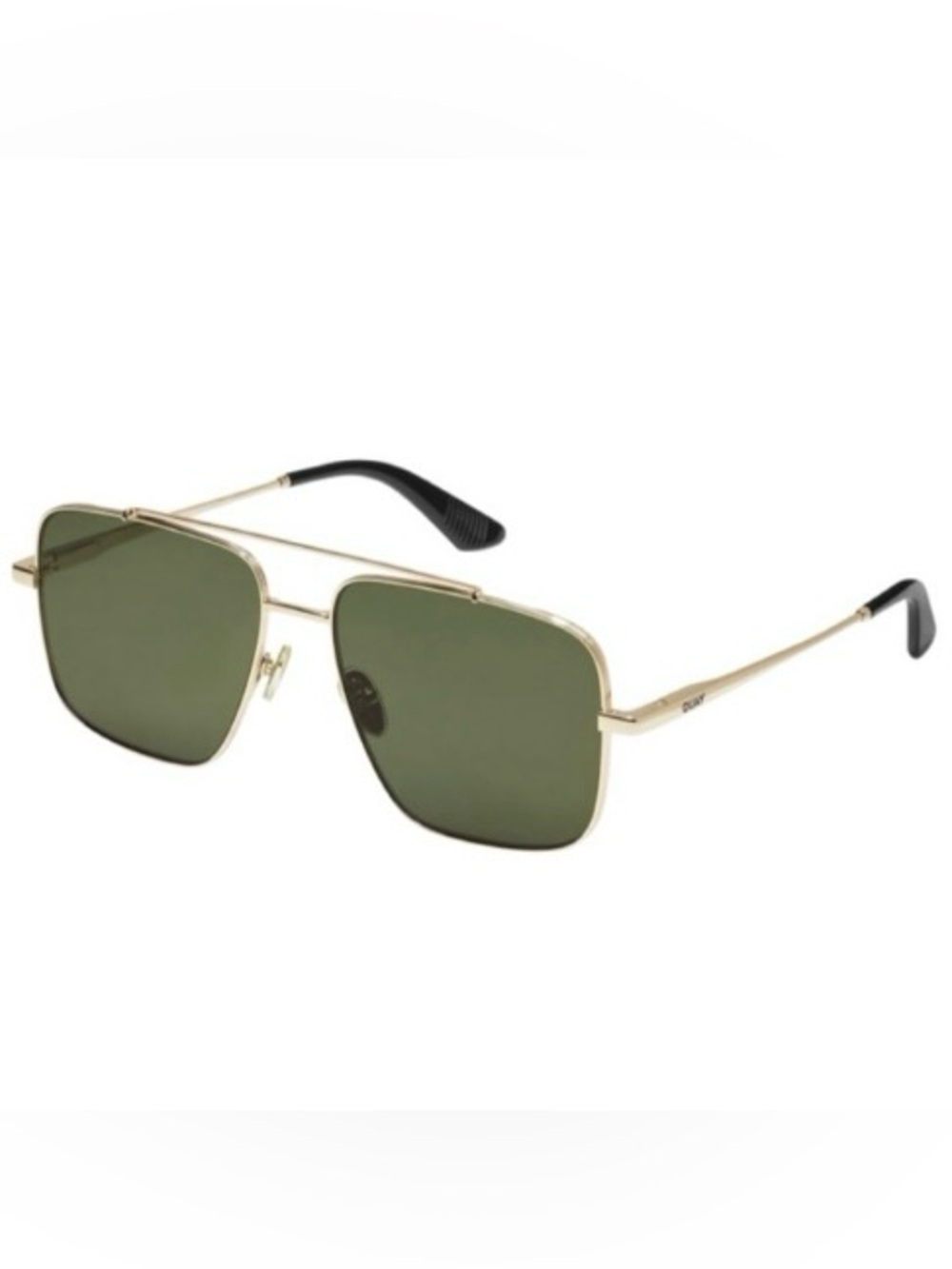 QUAY Australia Level Out Square Full Rim Designer Sunglasses in Gold/Green 60 mm